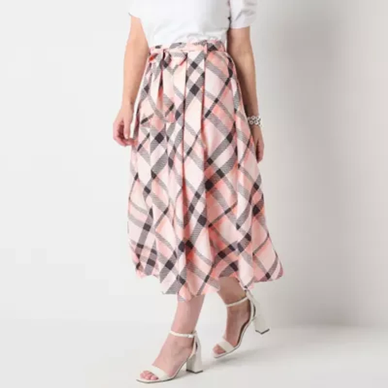 Liz Claiborne Womens Mid Rise Midi Tall A-Line Skirt