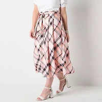 Liz Claiborne Womens Mid Rise Midi Tall A-Line Skirt