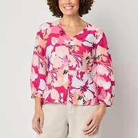 Liz Claiborne Womens Tall V Neck 3/4 Sleeve Peplum Top