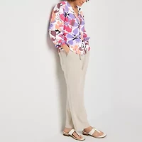 Liz Claiborne Womens Tall V Neck 3/4 Sleeve Peplum Top