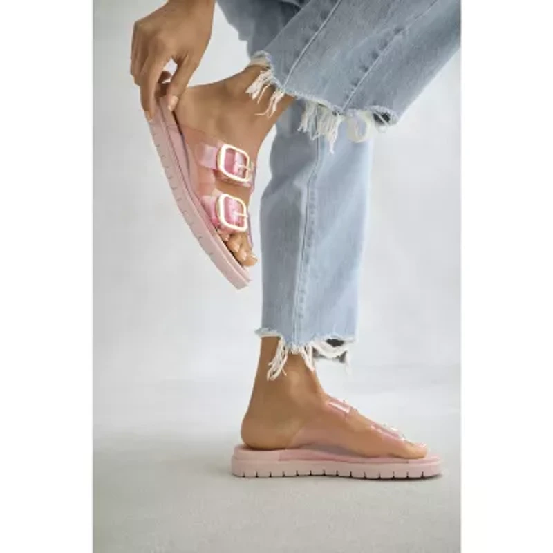 Mia Girl Womens Natesi Adjustable Strap Jelly Flat Sandals