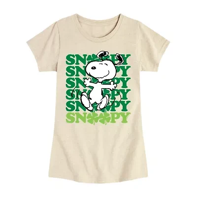 Big Kid Girls Round Neck Short Sleeve Regular Fit Snoopy Graphic T-Shirt