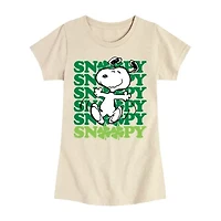 Big Kid Girls Round Neck Short Sleeve Regular Fit Snoopy Graphic T-Shirt