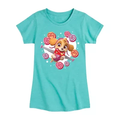 Big Kid Girls Round Neck Short Sleeve Regular Fit Paw Patrol Graphic T-Shirt