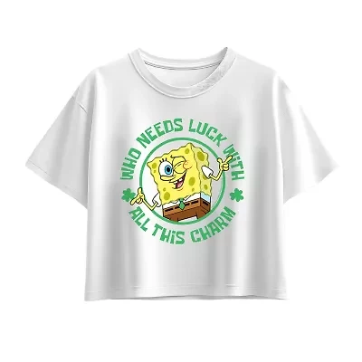 Big Kid Girls Round Neck Short Sleeve Regular Fit Spongebob Graphic T-Shirt