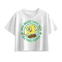 Big Kid Girls Round Neck Short Sleeve Regular Fit Spongebob Graphic T-Shirt