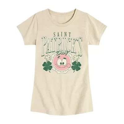 Big Kid Girls Round Neck Short Sleeve Regular Fit Spongebob Graphic T-Shirt