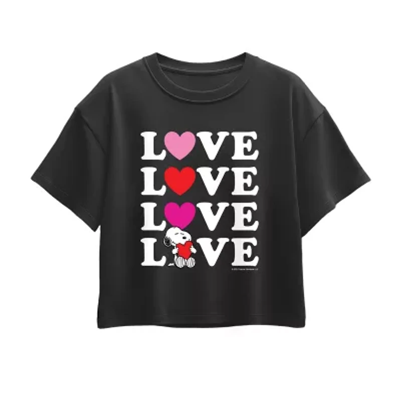 Big Kid Girls Round Neck Short Sleeve Regular Fit Snoopy Graphic T-Shirt