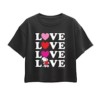 Big Kid Girls Round Neck Short Sleeve Regular Fit Snoopy Graphic T-Shirt
