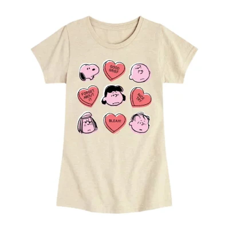 Big Kid Girls Round Neck Short Sleeve Regular Fit Peanuts Graphic T-Shirt