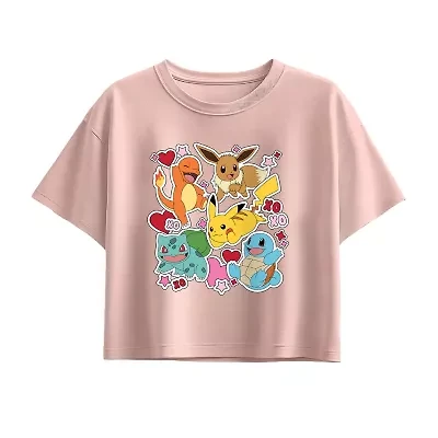 Big Kid Girls Round Neck Short Sleeve Regular Fit Pokemon Graphic T-Shirt