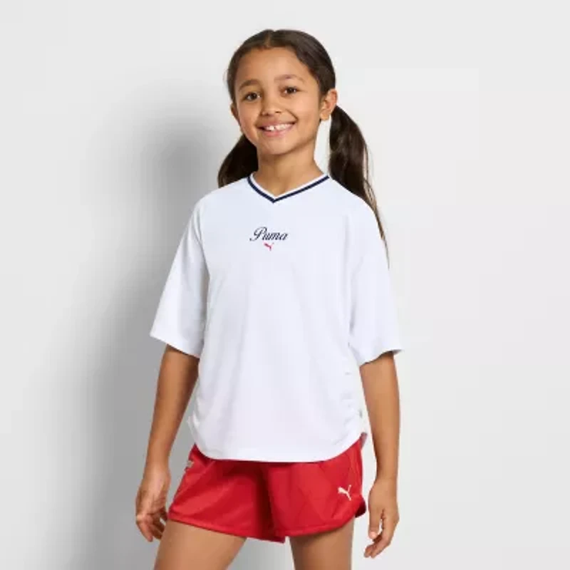 PUMA Big Kid Girls V Neck Short Sleeve Jersey