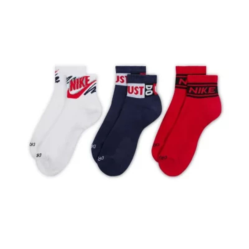 Nike Everyday Plus Athletic Unisex Adult Multi-Pack 3 Pair Quarter Ankle Socks