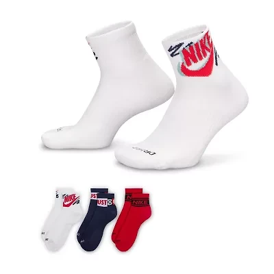 Nike Everyday Plus Athletic Unisex Adult Multi-Pack 3 Pair Quarter Ankle Socks