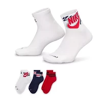 Nike Everyday Plus Athletic Unisex Adult Multi-Pack 3 Pair Quarter Ankle Socks