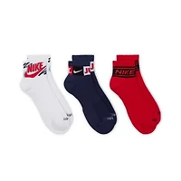 Nike Everyday Plus Athletic Unisex Adult Multi-Pack 3 Pair Quarter Ankle Socks