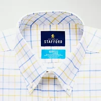 Stafford Coolmax All Season Ecomade Oxford Mens Regular Fit Stretch Fabric Wrinkle Free Long Sleeve Dress Shirt