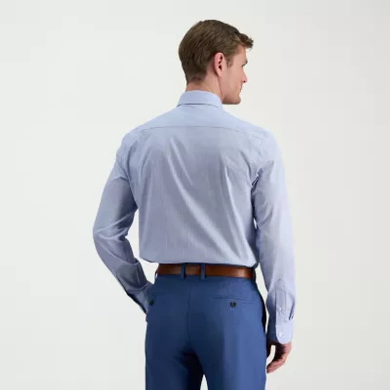 Haggar Mens Slim Fit Wrinkle Free Long Sleeve Dress Shirt