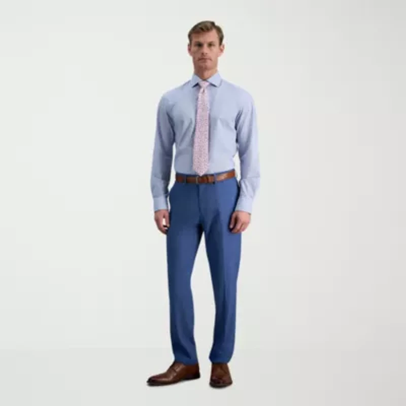 Haggar Mens Slim Fit Wrinkle Free Long Sleeve Dress Shirt