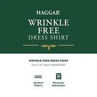 Haggar Mens Slim Fit Wrinkle Free Long Sleeve Dress Shirt