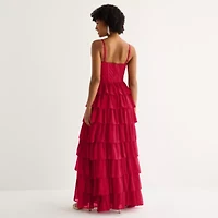 by&by Womens Juniors Sleeveless Satin Ball Gown