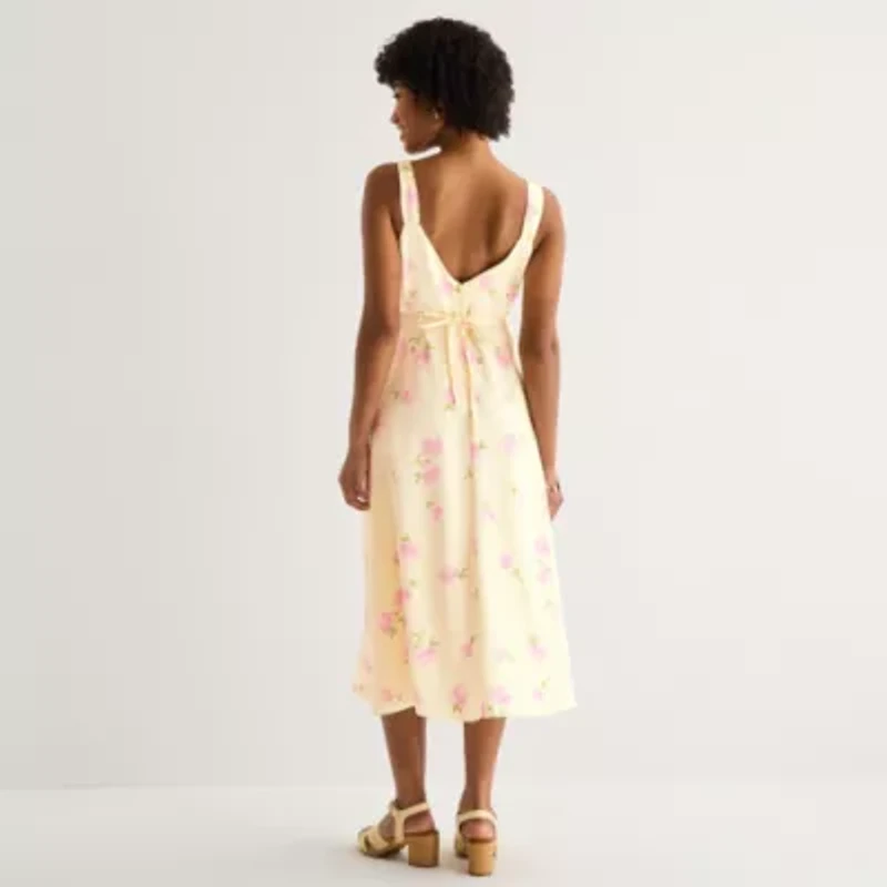 by&by Womens Juniors Sleeveless Floral Midi Slip Dress