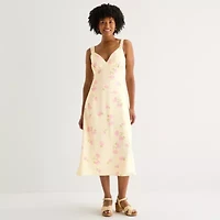 by&by Womens Juniors Sleeveless Floral Midi Slip Dress