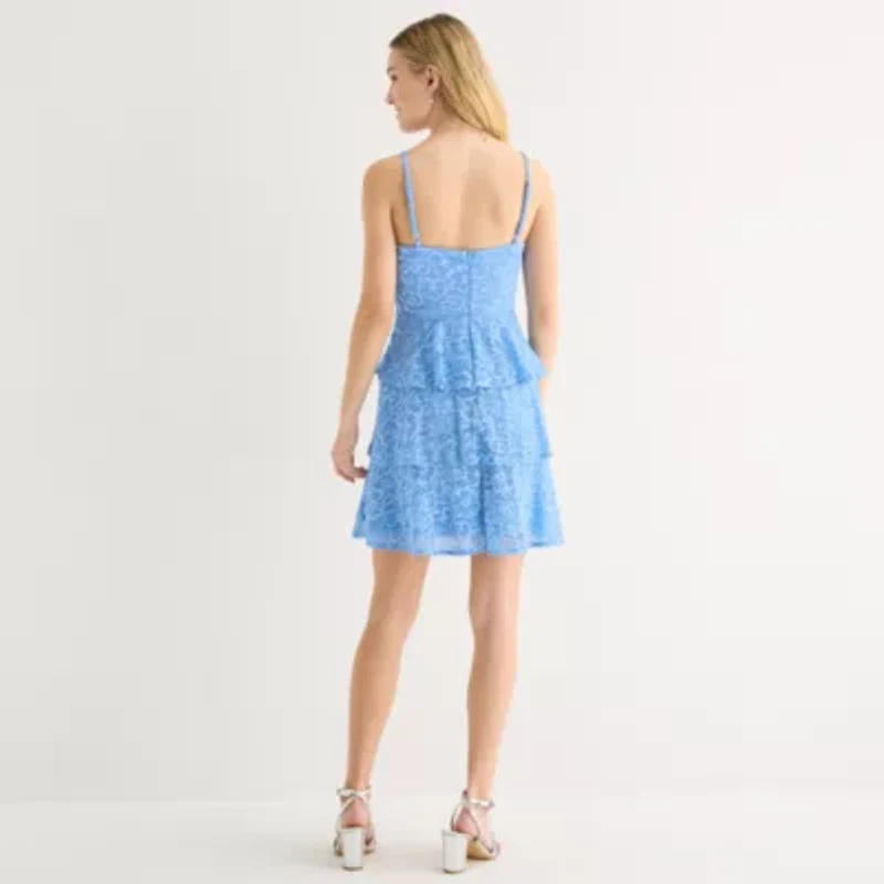 by&by Womens Juniors Sleeveless Fit + Flare Dress