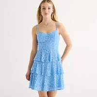 by&by Womens Juniors Sleeveless Fit + Flare Dress