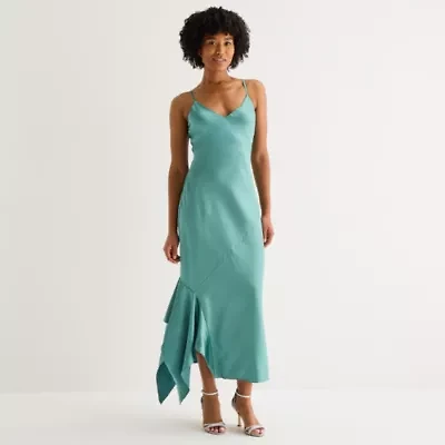 Emerald Sundae Womens Juniors Sleeveless Midi Slip Dress