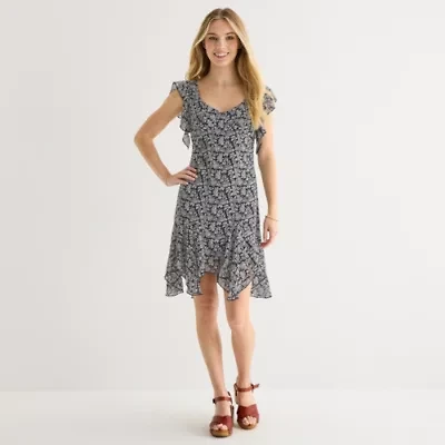 Emerald Sundae Womens Juniors Floral Babydoll Dress