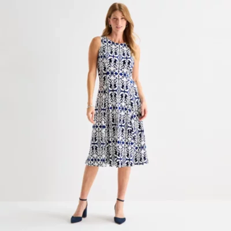 Danny & Nicole Womens Damask Midi Jacket Dress