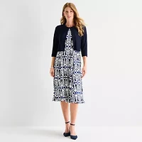 Danny & Nicole Womens Damask Midi Jacket Dress