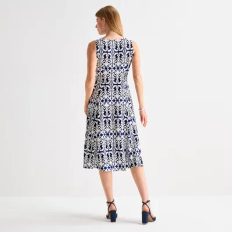 Danny & Nicole Womens Damask Midi Jacket Dress