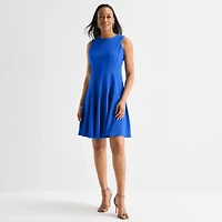 Danny & Nicole Womens Sleeveless Fit + Flare Dress