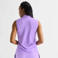 Black Label by Evan-Picone Womens Split Tie Neck Sleeveless Blouse