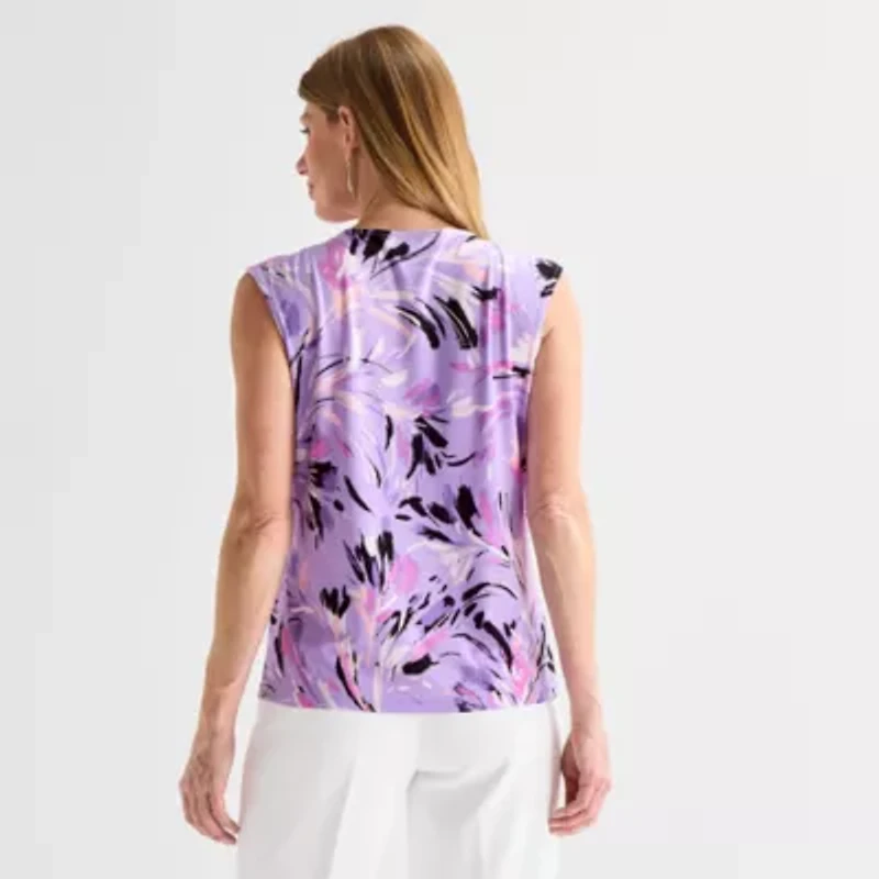 Black Label by Evan-Picone Womens Keyhole Neck Sleeveless Blouse