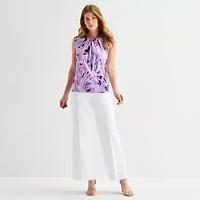 Black Label by Evan-Picone Womens Keyhole Neck Sleeveless Blouse