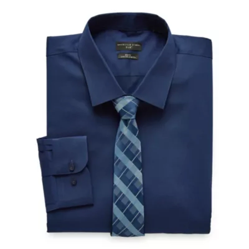 Shaquille O'Neal XLG™ Big And Tall Mens Button Down Dress Shirt + Tie Set