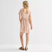 Hurley Womens Juniors Short Sleeve Floral Fit + Flare Dress