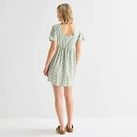 Hurley Womens Juniors Short Sleeve Floral Fit + Flare Dress