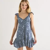 Arizona Womens Sleeveless Juniors Babydoll Dress