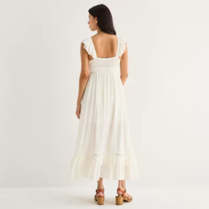 Arizona Womens Juniors Sleeveless Midi Peasant Dress