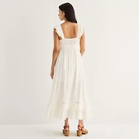 Arizona Womens Juniors Sleeveless Midi Peasant Dress