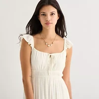 Arizona Womens Juniors Sleeveless Midi Peasant Dress