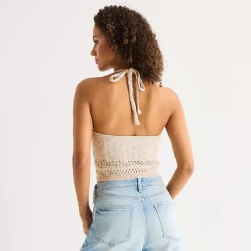 Arizona Womens Juniors Halter Neck Sleeveless Tank Top