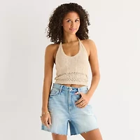 Arizona Womens Juniors Halter Neck Sleeveless Tank Top