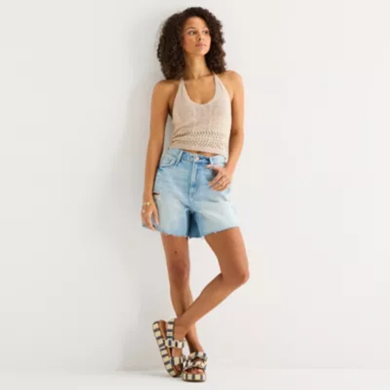 Arizona Womens Juniors Halter Neck Sleeveless Tank Top