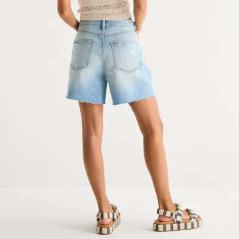 Arizona Womens Mid Rise Juniors Denim Short