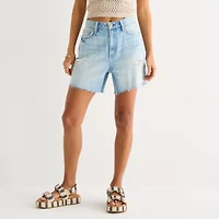 Arizona Womens Mid Rise Juniors Denim Short